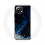 &Uuml;mbris Xiaomi Mi 11 Lite jaoks Sinise halli ja musta v&auml;rvi mitmev&auml;rvilised suitsupilved mustal taustal