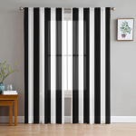 Farmhouse Stripes Must-valged l&auml;bipaistvad kardinad elutuppa magamistoa t&uuml;llist aknakatted k&ouml;&ouml;gi kaunistamiseks 135W x 160H(cm) white