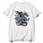 Suvised meeste riided Draakonitr&uuml;kiga O-kaelusega pluus Puuvillane T-s&auml;rgid Meeste T-s&auml;rgid S