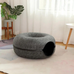 Donut Cat Bed Tunnel Interaktiivne voodi m&auml;nguasjamaja 2 kassile Vilt Lemmikkass Poolsuletud koobas Sisekoolitus Kennel M&auml;nguasi Lemmikloomade tarvikud S tumehall v&auml;rv