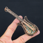 Natural Moss Prehnite Stone Handmade Copper Wire Wrap Guitar Pendant 4.53 v8b49