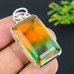 Natural Bi-Color Tourmaline Gemstone 925 Sterling Silver Pendant 1.89 b5g31