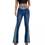 Kevad-suvi Micro Denim Teksad Mood Splicing Collision Color K&otilde;rge v&ouml;&ouml;koht &Otilde;hukesed ja tugevalt drapeerivad salendavad teksad M sinine