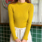 &Otilde;hukesed s&ouml;&ouml;davad puuseene kootud pulloverid, naiste s&uuml;gisene pika varrukaga sviiter vabaaja soe poolk&otilde;rge kraega kudum 28493 One Size aprikoosi