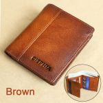 1 tk meeste ehtsast nahast kahepoolne rahakott, ID-aknaga RFID-d blokeeriv pealiskiht veisenahast rahakott, mitmefunktsiooniline krediitkaardihoidja kingitus talle pruun