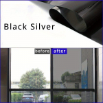 P&auml;ikesekaitse- ja soojusisolatsioonikile, klaaskile, &uuml;hesuunaline perspektiivakna kleebis, akende UV-varjutusvastane, p&auml;ikesevari aknakile, piilumisvastane Black And Silver