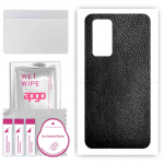 apgo Protective Skin Sticker for the back compatible with Huawei P40, Wrap Film, Foil, Vinyl - Pattern Black Leather