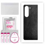 apgo Protective Skin Sticker for the back compatible with Samsung W24, Wrap Film, Foil, Vinyl - Pattern Black Leather