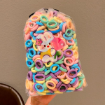 100 tk/kott T&uuml;drukutele armsad kommid Multifilmiv&auml;rvid Tugevad elastsed juuksepaelad Lastele armsad kummipaelad Laste juuste aksessuaarid 100 pcs with a bag