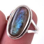 Looduslik Labradoriit Kivi K&auml;sit&ouml;&ouml; 925 Prooviga Sterling H&otilde;be S&otilde;rmus Suurus 7 I4U77 gray