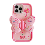 Armas 3D Butterfly Bracket telefoni&uuml;mbris iPhone'ile 11 12 13 14 15 Pro Max 12 Pro 13 Pro 14 Pro Max kukkumisvastane pehme silikoonkate iPhone 11 Pro Max sinine