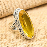 Tsitriini Kivi K&auml;sit&ouml;&ouml; 925 Sterling H&otilde;be Vintage Ehted Kingituseks S&otilde;rmus 4 kollane
