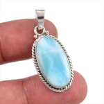Natural Republic Larimar Kivist K&auml;sit&ouml;&ouml;na Valmistatud 925 Prooviga T&auml;issilverist Ripats 1.50 c9e81 white
