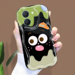 Armas koomiksimustriga kreemjas tekstuuriga korpus, lainelise servaga pehme silikoonkaanega telefoni&uuml;mbris Vivo jaoks Vivo S1 valge