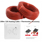 200 m 12K k&uuml;ttekaabel ja termostaat kombineeritud 33 oomi/m s&uuml;sinikkiust p&otilde;randak&uuml;ttejuhe k&auml;sitsi termostaadikomplektidega 200m Cable+Thermostat