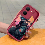 Pehme silikoonist ruudukujulise redeli mustriga telefoni&uuml;mbris, t&auml;ielikult kattev, kaamera p&otilde;rutuskindel kaitse, kummist &uuml;mbris Vivole Vivo S1 Prime tumepunast v&auml;rvi