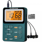 Kaasaskantav raadio AM FM, laetav taskuraadio digitaalse h&auml;&auml;lestusega, MP3, stereok&otilde;rvaklapid, suur LCD-ekraan, TF-kaardi pesa, raadiotransistor roheline