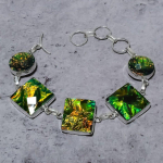 Green Triplet Opal Gemstone Handmade 925 Sterling Silver Bracelet 7-8 b9w31