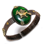 Green Labradorite Gemstone Handmade Copper Wire Wrap Cuff Bangle Adjustable n8l91 gray