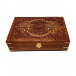 Puidust ehtekarp, kaunistuste hoiukoht naiste t&uuml;drukutele Suur dekoratiivne karp kullaehtete jaoks Keeruliste nikerdustega Ideaalne kingitus