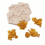 Armas mesilase silikoonvorm, 3D fondantvorm isetehtud pudingi jaoks &scaron;okolaadikommide magustoidud kummist k&auml;sit&ouml;&ouml;na valmistatud seebist pol&uuml;meerist savist j&auml;&auml;kuubiku koogi kaunistamiseks valge