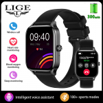 LIGE Nutikas k&auml;ekell vabaaja uus Bluetooth-k&otilde;ne verer&otilde;hu pulss t&auml;is puuteekraaniga meeste spordi- ja treeningkell Android IOS-ile silicone strap lilla