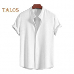 Meeste suvise s&auml;rgi krae, n&ouml;&ouml;bitav kardigan l&uuml;hikeste varrukatega, &uuml;hev&auml;rviline, vaba vabaaja igap&auml;evane t&ouml;&ouml;riietus L valge