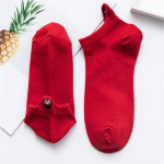Kawaii Frauen Socken Gl&uuml;cklich Mode Ankle Lustige Socken Set Baumwolle Bestickt Ausdruck Candy Socken L&auml;cheln Calcetines punane