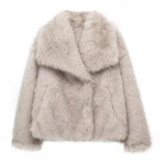 Auutmn Winter Lady kardigan mantel Kunstkarusnahast paksendatud pl&uuml;&uuml;sist lahtik&auml;iv krae puhast v&auml;rvi pikkade varrukatega &uuml;hev&auml;rviline kardigan jope M elevandiluuvalge