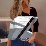 Naiste T-s&auml;rgi T-s&auml;rgi n&ouml;&ouml;biga 3/4 varrukatega igap&auml;evane n&auml;dalavahetuse mood, tavaline tavaline topp XL