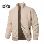 Meeste jope krae pikkade varrukatega &uuml;hev&auml;rviline jacquard-disain taskutega Slim Fit dressipluus v&auml;lisr&otilde;ivad XXL khaki