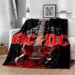 Rockb&auml;nd AC/DC retrotr&uuml;kiga flanellist soe pleed piknikutekk voodikate viskepleed voodipesu S&uuml;nnip&auml;evakink 30x40in