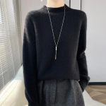 Naiste ka&scaron;miirist sviiter Qinghe ka&scaron;miir 30% ka&scaron;miir 70% vill Naiste s&uuml;gis- ja talvine ka&scaron;miirist pullover pehme ja soe XXL must