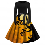 Halloween Print Flare Kleit Naistele Pikkade varrukatega Kleit &Otilde;&otilde;nes pidup&auml;evakleidid L