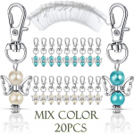 Loov kaitseingli tiibade v&otilde;tmehoidja pluss organzakotid ja t&auml;nusildid beebipeo tarvikud pulmad s&uuml;nnip&auml;ev kingitused (Segav&auml;rviline 20 tk) Mix Color 20pcs