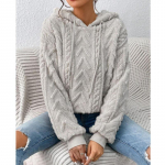 S&uuml;gis Naiste Kapuutsid ja Dressipluusid Langetatud &Otilde;lg N&ouml;&ouml;riga Kapuutsiga Teddy Fliis Pikkade Varrukatega Vabaaja Kapuutsiga Pullover L helehall v&auml;rv