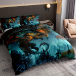 Moodne uudne tekikott Flying Dragon Print voodipesukomplekt Pehme mugav pestav mikrofiibrist tekikott magamistuppa 135X200cm