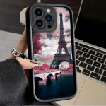 Eiffeli torni tr&uuml;kitud moe&uuml;mbris, painduv pehmest silikoonist TPU kestaga t&auml;ielik tagakaas iPhone'ile Samsung iPhone 5