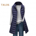 Lady Winter Puuvillane Mantel Kapuutsiga &Otilde;huke Polsterdatud Tuulekindel Varrukateta &Uuml;hev&auml;rviline Keskmise Pikkusega Vest Lukuga Kinnitus Kampsun Pealisr&otilde;ivad XL sinine