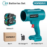 YOFIDRA elektriline ventilaator turbojoa ventilaator v&auml;givaldne &otilde;hup&uuml;stol k&auml;eshoitav lumeautokuivati ​​lehtede tolmupuhumist&ouml;&ouml;riist Makita 18 V aku jaoks 2xBattery EU Plug