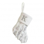 1 tk j&otilde;ulud valged sukad, kiri tikandid, kootud k&auml;sitsi valmistatud korduvkasutatav j&otilde;ulupuu rippuv kinkekott, ripats, peo kaunistus One Size K