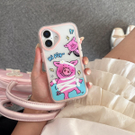 Naljakas 3D armas roosa p&otilde;rsa telefoni&uuml;mbris iPhone 13 14 15 16 Pro Max Plus Creative Cartoon kate iPhone 16 16Pro jaoks iPhone 16 Pro Max