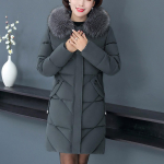 Naiste suures suuruses keskealine krae kapuutsiga pikk paks jakk-mantel 7XL hall