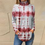 Naiste T-s&auml;rgid S&uuml;gises vabaaja pikkade varrukatega s&auml;rgid Vintage tr&uuml;kitud k&otilde;rge kaelusega pullover L sinine