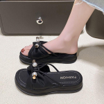 Moodsad Mustad Paksude Kristallidega Naiste Sussid ja Naiste Sandaalid Rannas Ehted Valged Slaidid Platvorm Suvi 2024 Kingad Rhenstone Trend 35