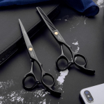 Musta V&auml;rvi Juuksesalong Professionaalne Juuksel&otilde;ikus Juuksuri K&auml;&auml;rid Sirge L&otilde;ikus H&otilde;rendusk&auml;&auml;rid Tukkude L&otilde;ikus H&otilde;rendamine Kombinatsioon Juuksur black flat scissors [5.5 inches]