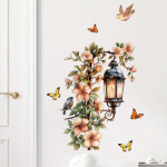 Roosa lilleline rippvalgusti seinakleebis Eemaldatav seinakunstikujundus Veekindel stereolillega kodukaunistus magamistoas 30x60CM