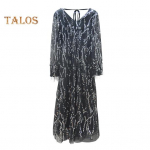 Daami &otilde;htukleit Litritega Tutt Decor V kaelusega pikkade varrukatega A-line plisseeritud kahekihiline &otilde;huke v&ouml;&ouml;koht reguleeritava rihmaga Midi kleit pulmakokteili jaoks S must