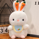 Multikas istuv valge k&uuml;&uuml;likunukk pl&uuml;&uuml;sis m&auml;nguasi rinnat&uuml;kk Porgand J&auml;nku loom pluus Peluche pehme kohev kingitus 40cm valge