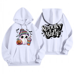 Naiste mood Naiste kerge pikkade varrukatega taskutega pullover Halloweeni graafiline kapuuts M